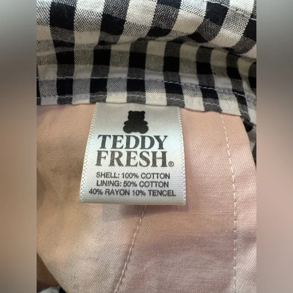 NWOT Teddy Fresh Black & White Playful Gingham Embroidered Floral Overalls - Picture 16 of 16